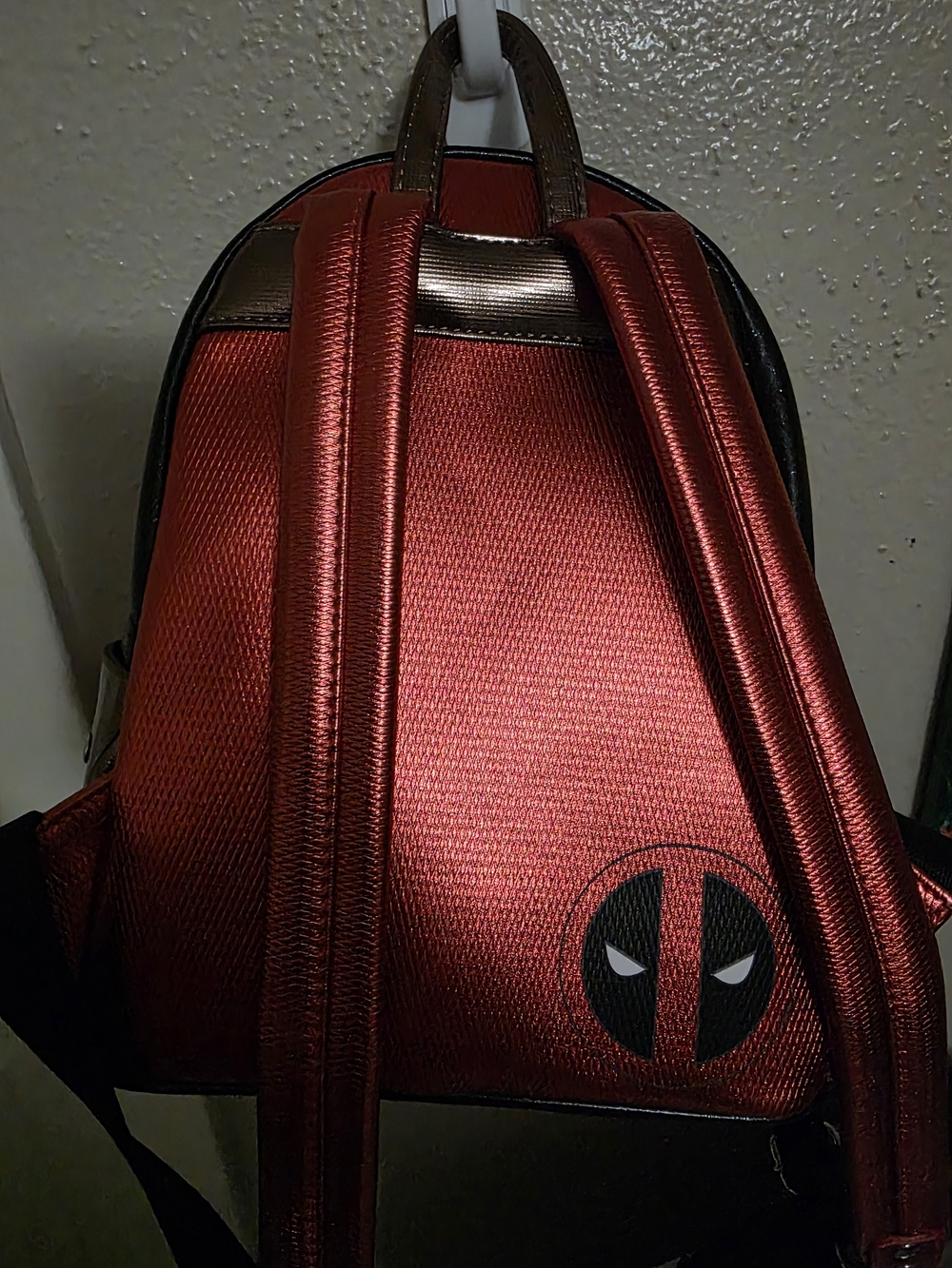 Loungefly Deadpool Red Black Metallic Mini Backpack - Picture 2 of 6
